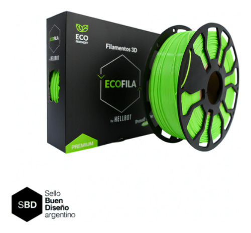 Filamento 3D Ecofila Hellbot de 1.75mm y 1kg verde claro