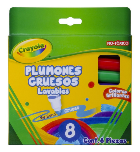 Plumones Lavables Crayola 8 Colores Mediano Grueso