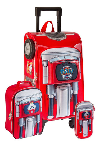 Set Paw Patrol Marshall 3d Maleta+lochera+cartuchera