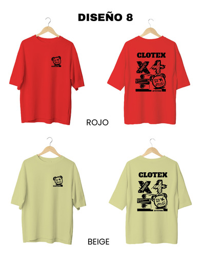 Pack X5 Remera Oversize Estampada 100%algodon Premium Clotex