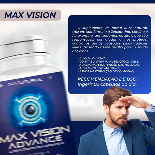 Suplemento Em Cápsulas Natuforme Saúde Dos Olhos Luteína, Zeaxantina E Astaxantina Vision Max Advance 60 Un