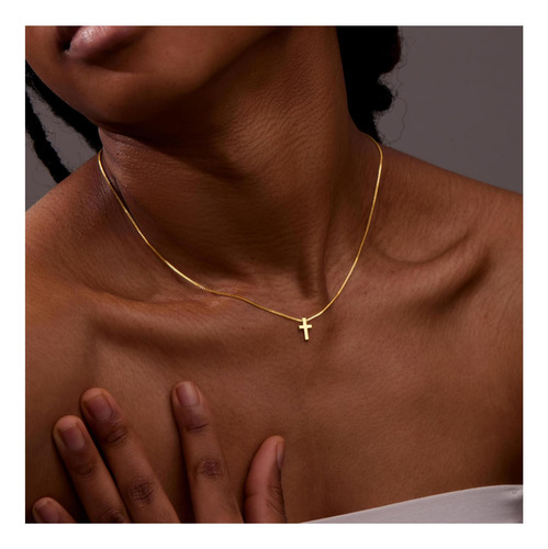 Collar Cruzado De Oro Poxtex Para Mujeres Delicadas De 14k
