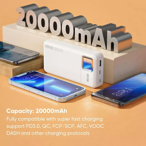 Imagen 5 de 5 de Power Bank Vidvie 20000 Mah Carga Rápida 22.5w