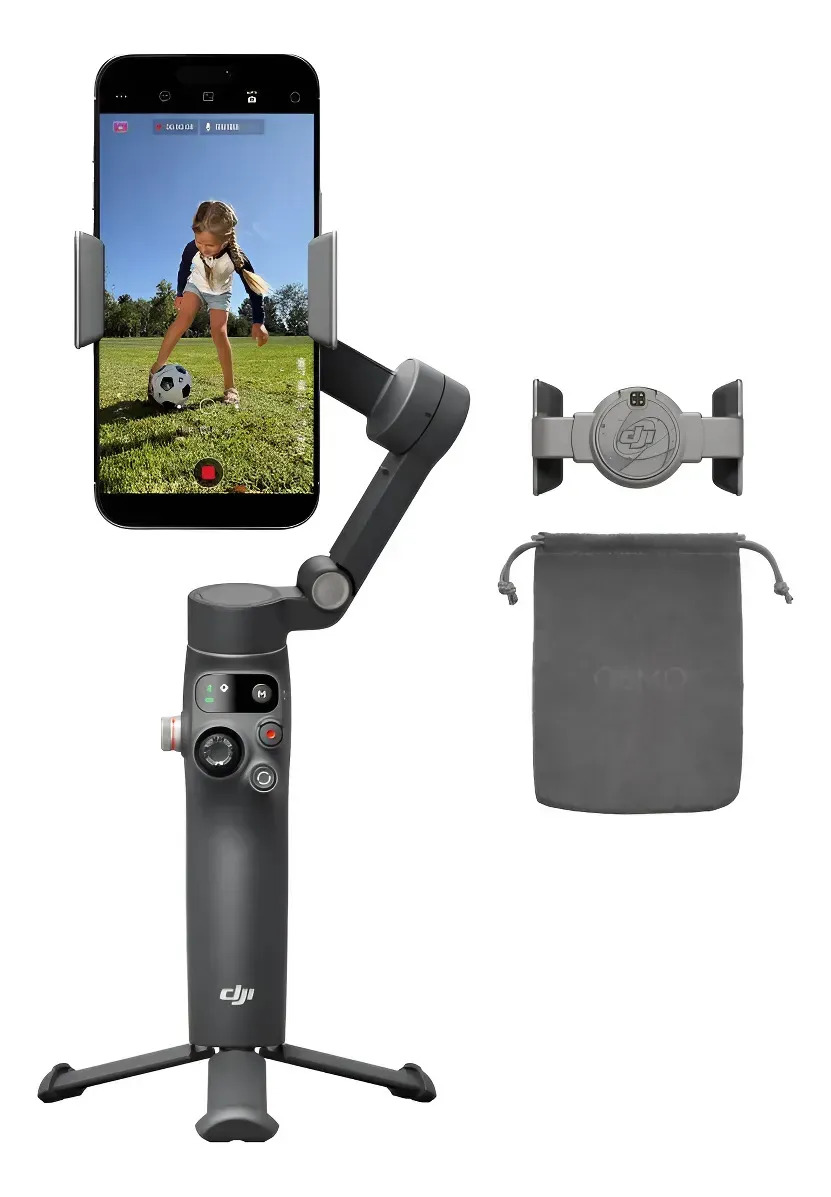 DJI Osmo Mobile 8 Estabilizador para teléfonos, seguimiento nativo con audio e iluminación, rotación panorámica de 360°, batería de 10 h, brazo extensible, robusta estabilización e