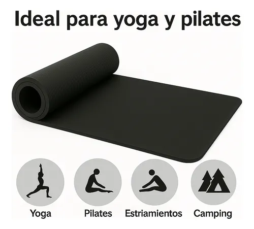 Colchoneta Para Yoga Pilates Gimnasia Fitness Gruesa 15mm Negro