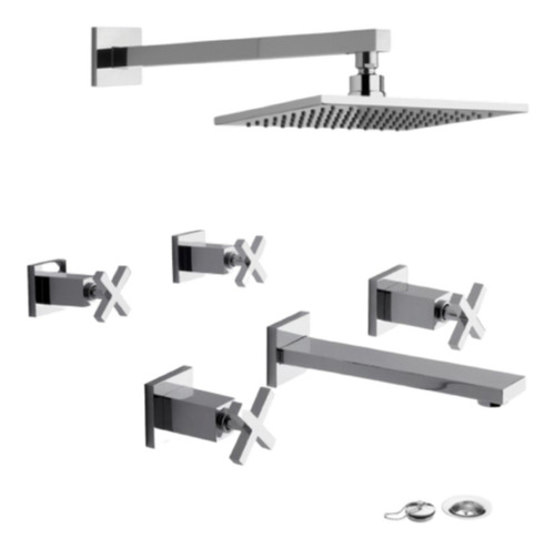 Combo Griferia Fv Dominic 85 Duchas/t Lav Pared P