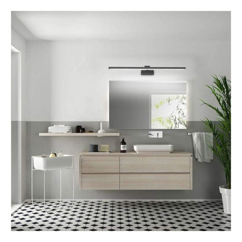 Aplique De Pared Line 60cm Diseño Moderno Baño Led Buena Luz Estructura Negro / Luz Cálida
