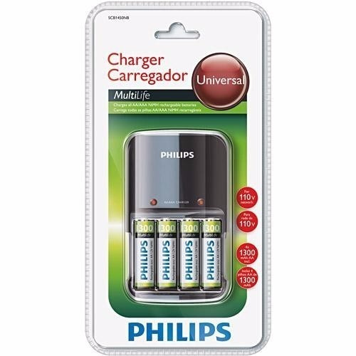 Carregador De Pilhas Philips Aa/aaa Com 4 Pilhas Aa - 110v