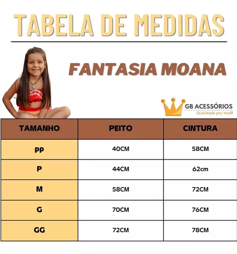 Fantasia Moana Conjunto Infantil com Acessório Colar