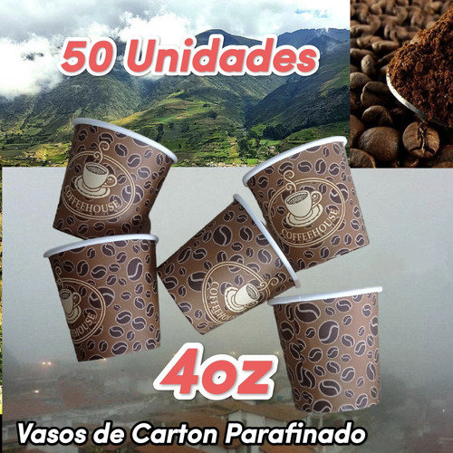 Vasos 4oz Cafe ( 50 Unid) Carton Parafinado Cafe