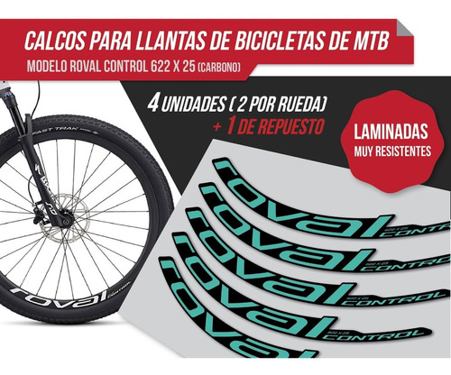 Calcos Para Llantas Roval Control Carbono 622 X 25