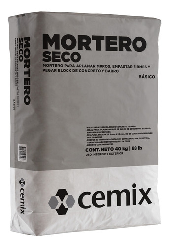 Mortero Seco Gris 40 Kg - Cemix