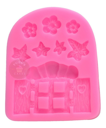 Molde Silicona Flor Hoja Casita Del Bosque Porcelana Fondant Color Rosa