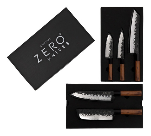 Set 5 Cuchillos - Zero Knives - Aus 10 Wooden Set