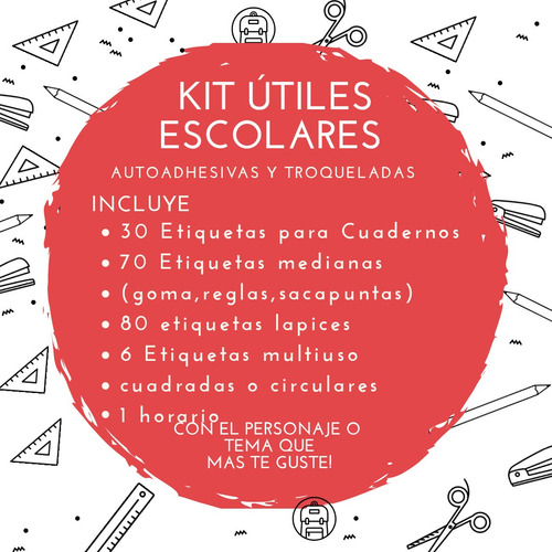 Combo Etiquetas Utiles Escolares