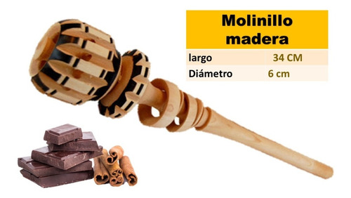 2 Molinillos Madera Para Chocolate Artesanal Madera