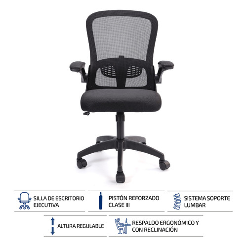  Silla Escritorio Ergonomica Oficina Giratoria Secretarial Computador Brazos Rebatible Femmto