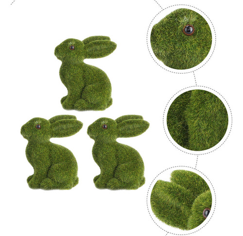 Figura De Conejo De Pascua Con Forma De Conejo De Musgo, 3 U