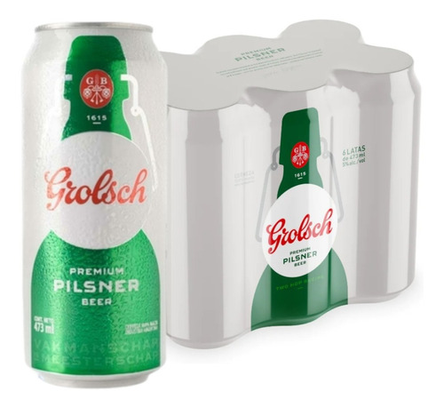 Cerveza Grolsch Lata 473ml Premium X 6. Quirino