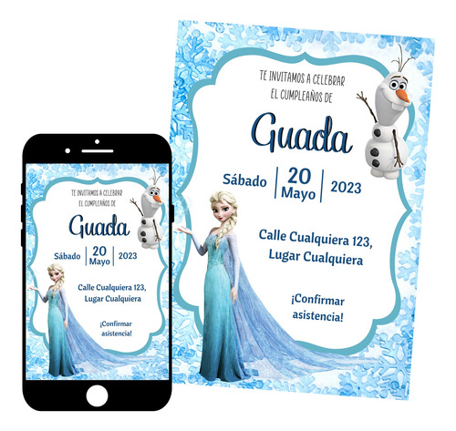 Invitación Digital Personalizada Frozen Cumpleaños Fiestas