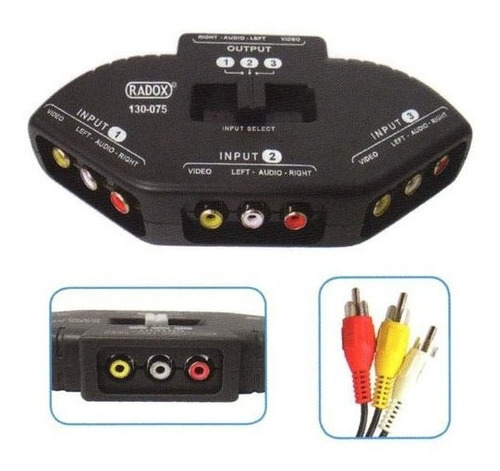 Imagen 1 de 1 de Selector Audio/video3vias (c/cables 130-075 Radox