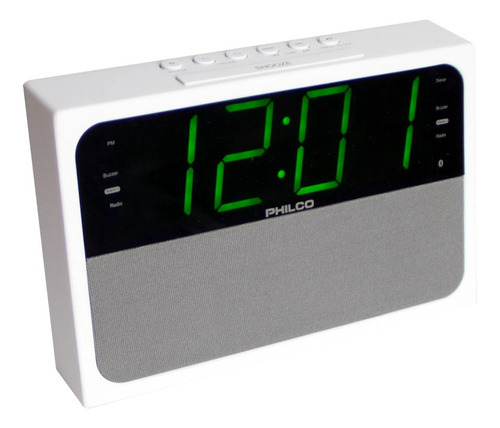 Radio despertador Philco Fm Bluetooth con cargador y bivolt de color blanco