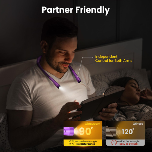 Luz Led De Lectura Para El Cuello Recargable 3 Colores 6 Bri