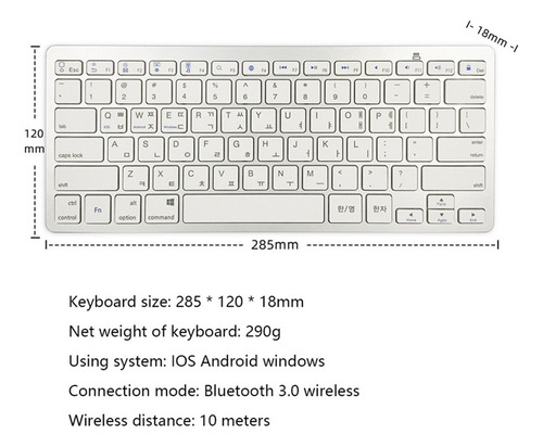 . Teclado Bluetooth Inalámbrico Plateado Coreano De 78