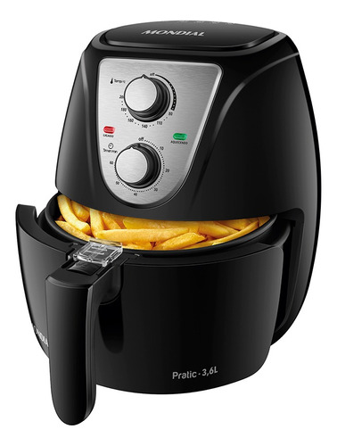 Fritadeira Sem Óleo Air Fryer Pratic 3,6l Mondial Preto/inox 1500w Af-36-bi