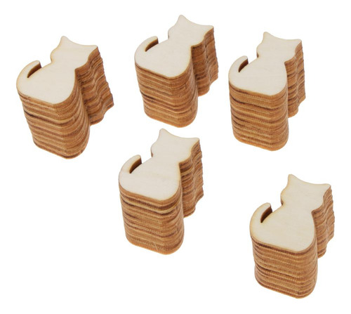 2 X 50 Peças Em Recorte De Gato Chips De Madeira