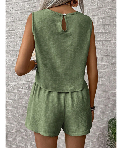 Chaleco Sin Mangas, Pantalones Cortos, Estilo Casual, Traje