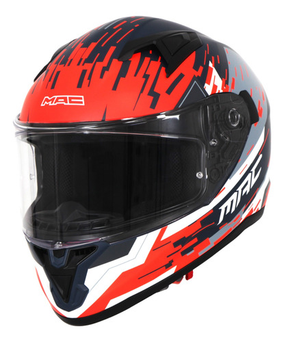 Casco Moto Integral Mac Speed Deep Visor Simple Azu Naran Pr