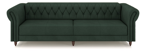 Conjunto 1 Sofá 240 E 1 Poltrona Chesterfield Couro Verde
