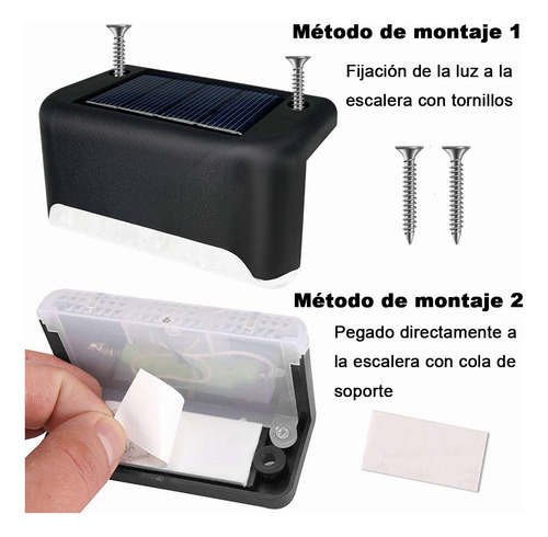 4pcs Lámpara Luz Solar Exterior Jardín Escalera Tierra Led
