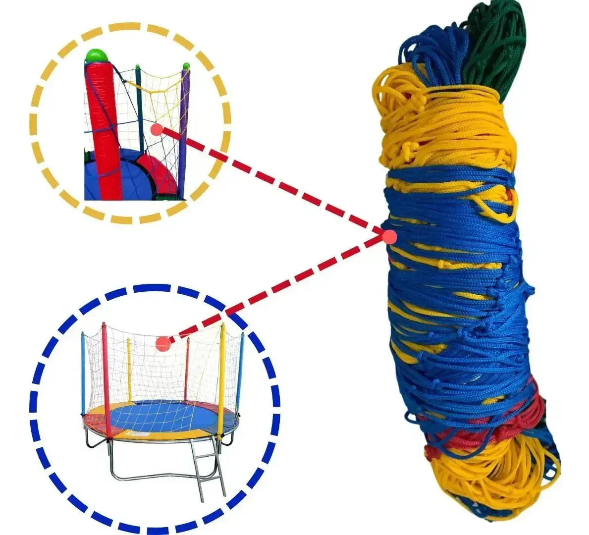 Rede de Proteção para Cama Elástica 9,70m Multicolor com Proteção UV