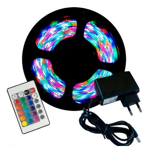 Fita Led Rgb 3528 Rolo 5m Leds Com Fonte Controle Decoraçao Tensão De Operação 12v 12v