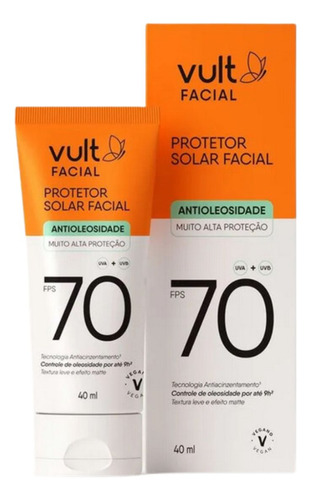 Protetor Solar Facial Fps 70 Antioleosidade 40ml - Vult
