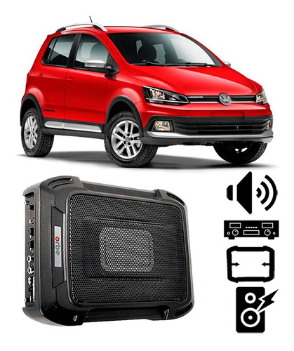 Caixa Amplificada Vw Crossfox 2015 A 2017 350w Rms Slim