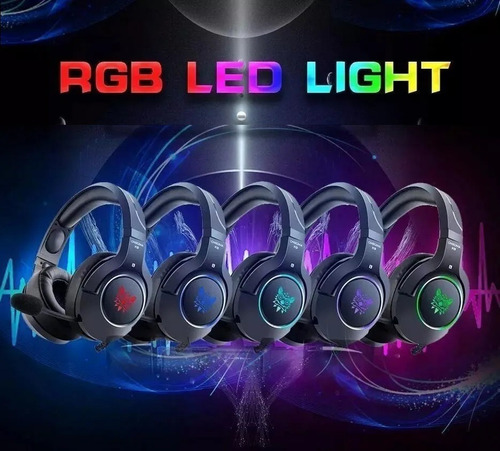 Audífonos Manos Libres Onikuma K9 Gamer Negro Con Luz Led Negro