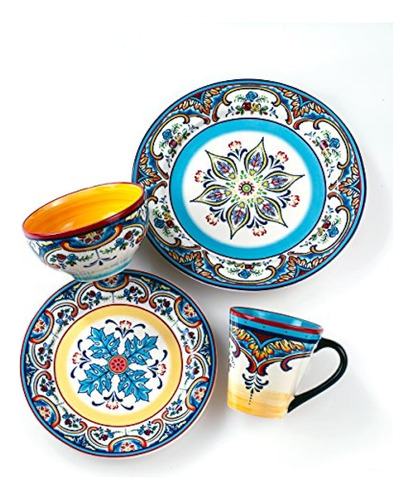 Euro Ceramica Zanzibar Collection Vajilla 16 Piezas Cocina Y