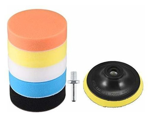 Uxcell 4  Foam Drill Polishing Pad Kit, 5pcs Flat Sponge Pad