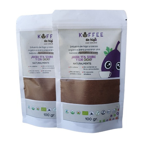 Kit 2 Pz Kaffee De Higo 95% Soluble Con Cacao(100g Cada Una)