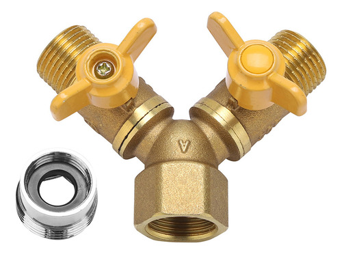 Conector De Doble Grifo G1/2 De Latón Para Riego De Jardín,