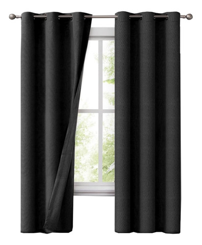 Cortinas Blackout 100% Casatua 2 Paños 140x220 Textura Lino