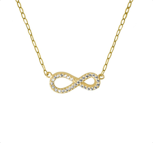 Gargantilla Oro 10k Infinito Brillante Collar Amor + Estuche