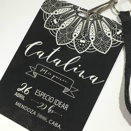 Pase Vip Simil Pvc 15 Años Tarjeta X25 Cordon C/herraje
