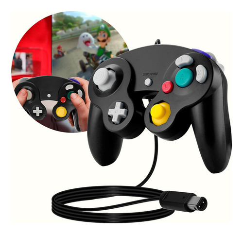 Control Gamecube Joystick Clásico Alámbrico Para Nintendo Color Negro