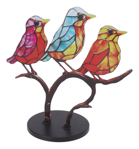 Tableta Con Adornos De Pájaros Coloridos En El Escritorio De