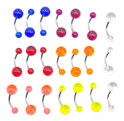 Piercing Ombligo Bb-uv Color 1.6x10x5/8 Mix Colores 20 Unds