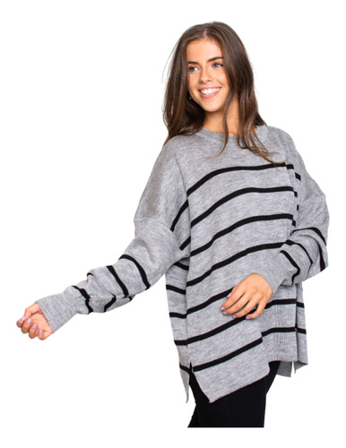 Maxi Sweater Rayado Rayas Mujer Oversize Amplio